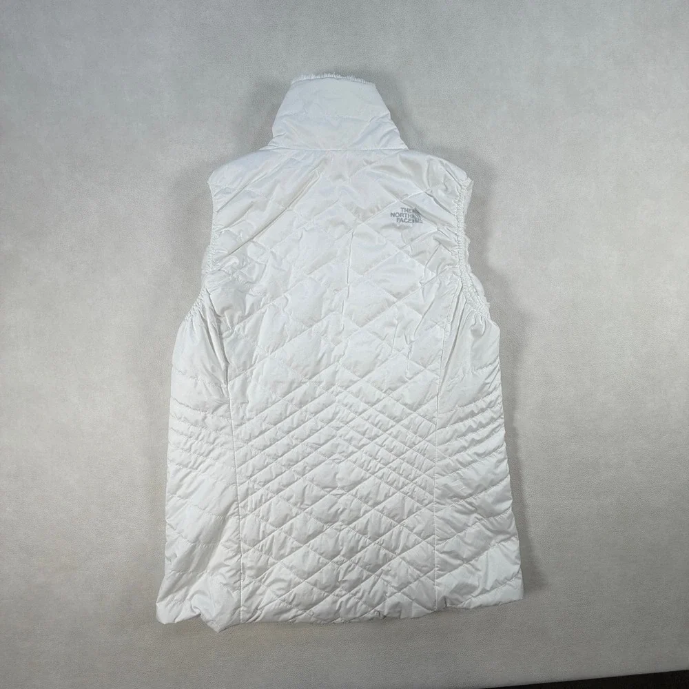 The North Face Womens Large Mossbud Swirl Reversible Vest White Quilted Fleece